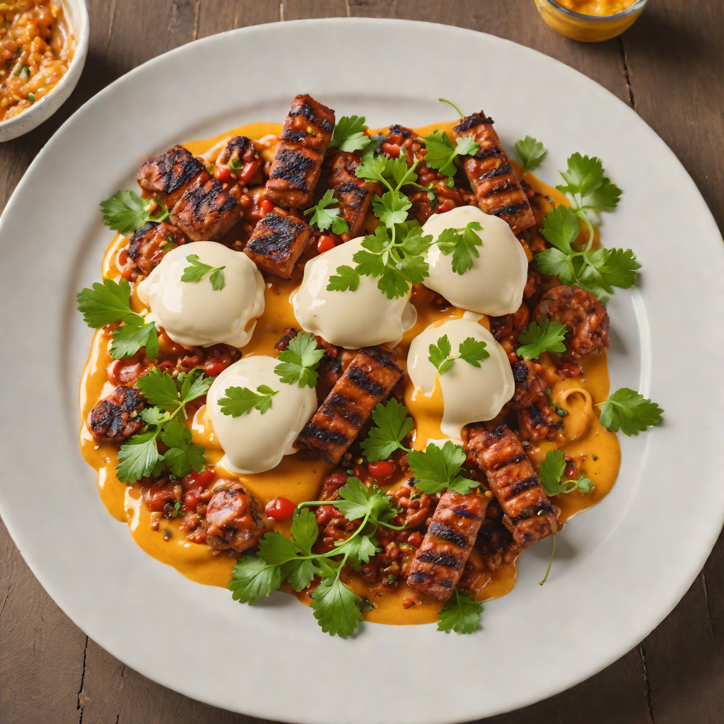 Pan-Fried Moroccan M’smen with Harissa Yogurt and Merguez Sausage