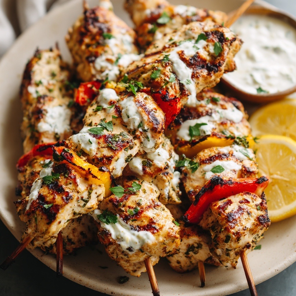 Harissa-Spiced Yogurt Chicken Skewers with Toasted Flatbread