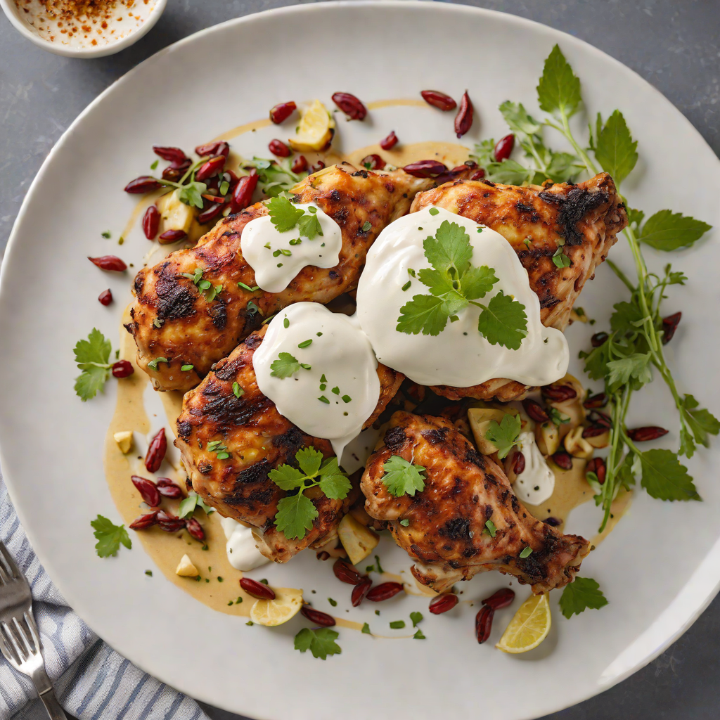 Sumac-Spiced Chicken with Roasted Garlic and Yogurt Sauce