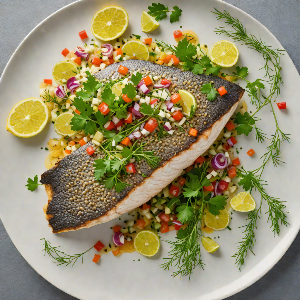 Slow-Roasted Barramundi with Finger Lime and Dill Salsa