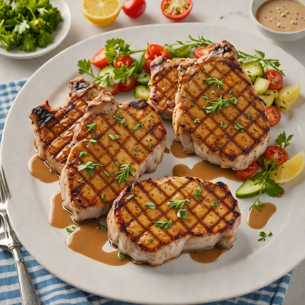 Grilled Herb-Marinated Pork Chops with Classic Pan Sauce