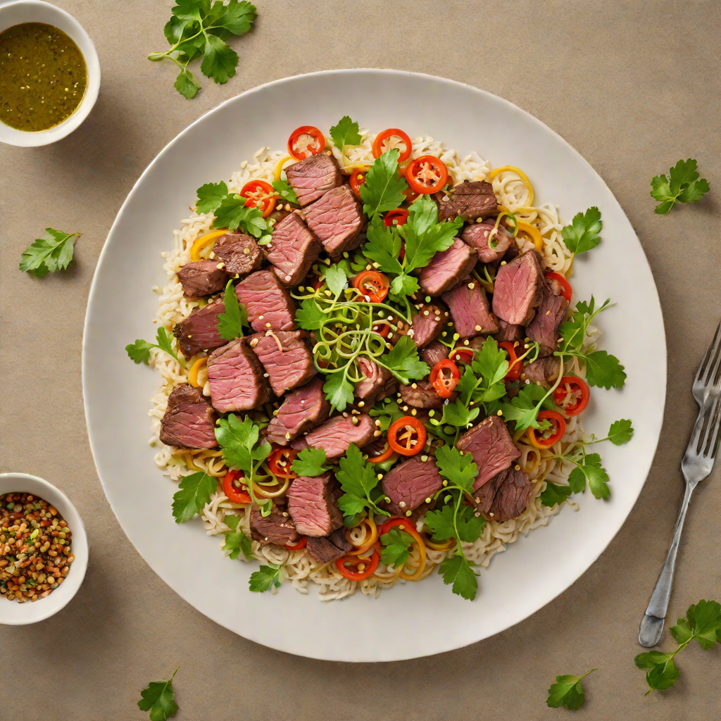 Kangaroo Fillet Stir-Fry with Finger Lime and Ginger