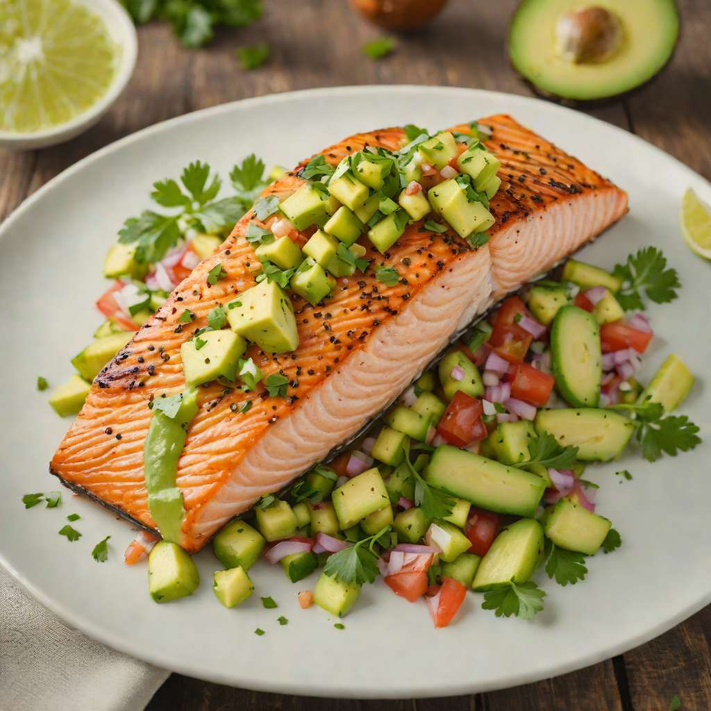 Oven-Roasted Salmon with Avocado Salsa and Cilantro