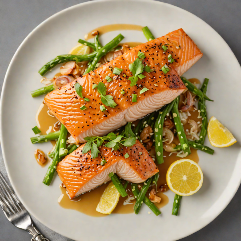Honey-Lemon Glazed Salmon with Ginger and Scallions