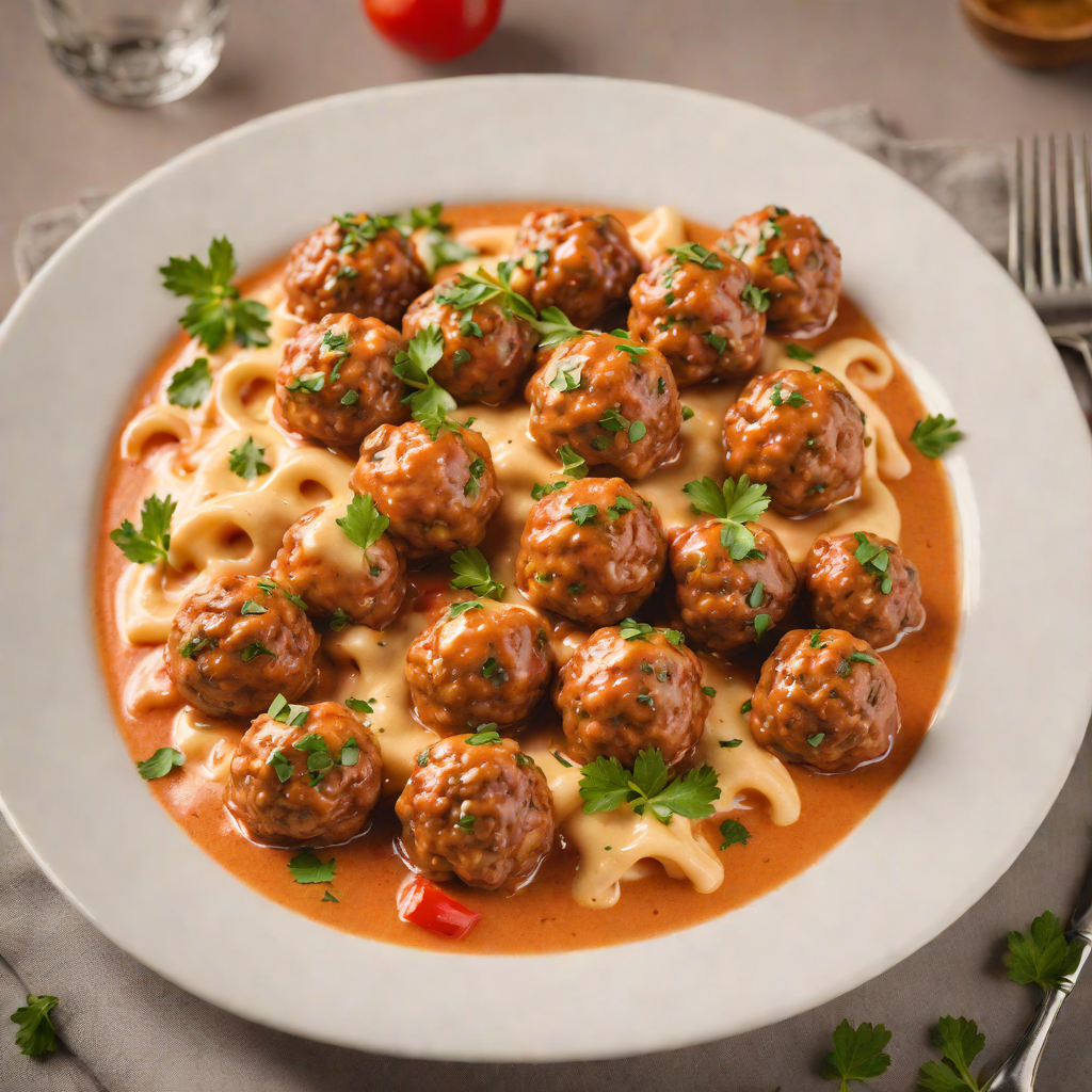 Cheese-Stuffed Meatballs in Tomato Cream Sauce