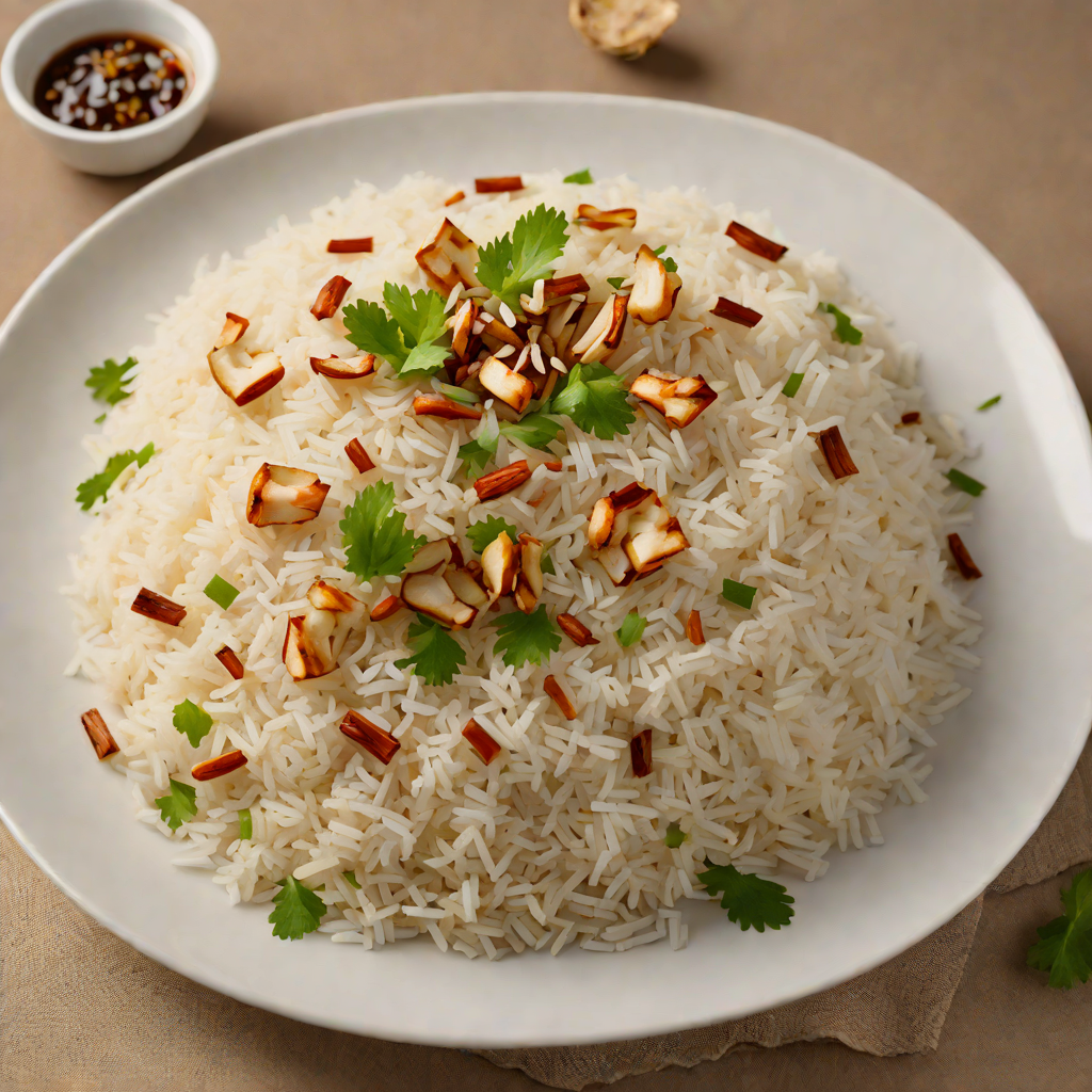 Steamed Garlic Rice with Toasted Coconut