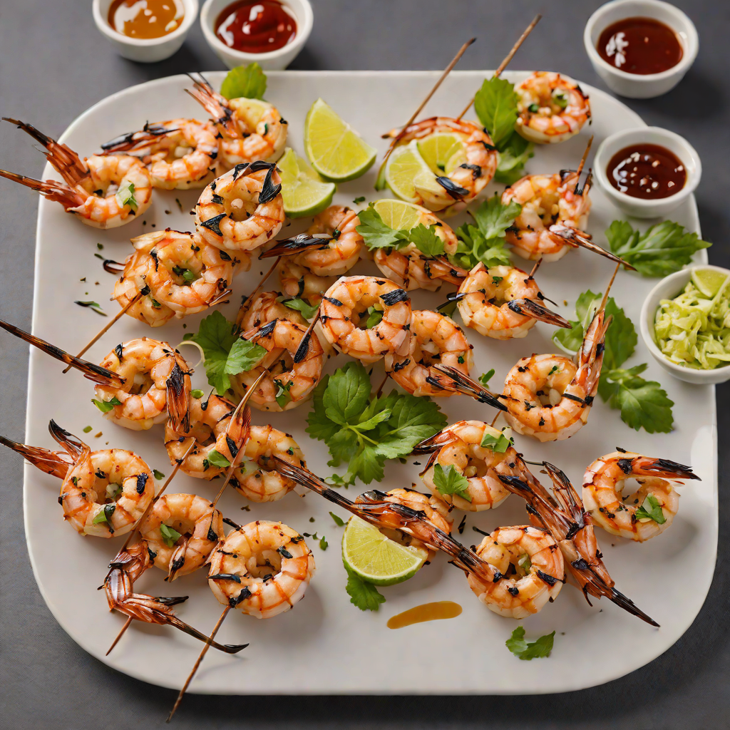 Charcoal-Grilled Shrimp Skewers with Garlic-Chili Marinade