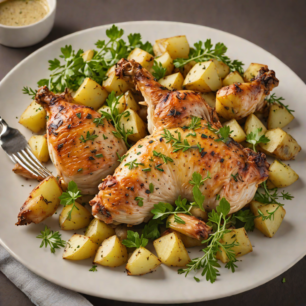 Oven-Roasted Herb Chicken with Garlic Potatoes