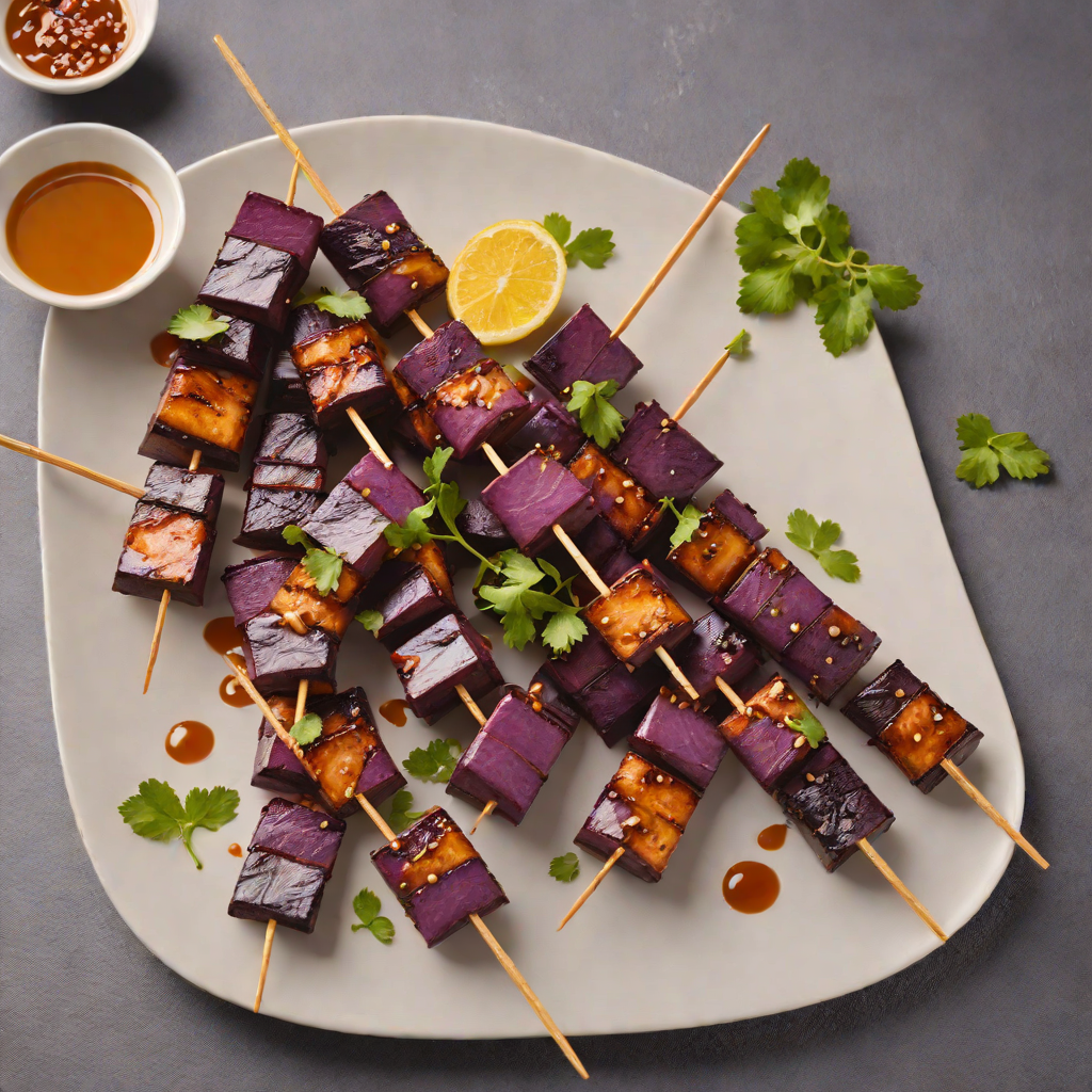 Grilled Okinawan Purple Sweet Potato Skewers with Miso Glaze