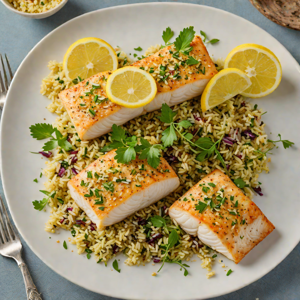 Baked Cod with Lemon-Garlic Butter and Herb Quinoa
