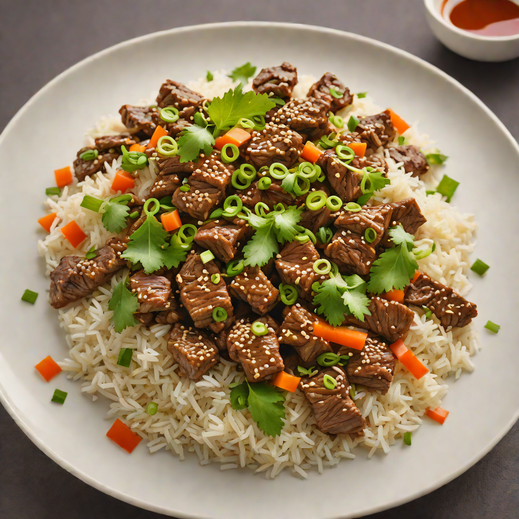 Stir-Fried Beef with Ginger-Scallion Sauce and Jasmine Rice