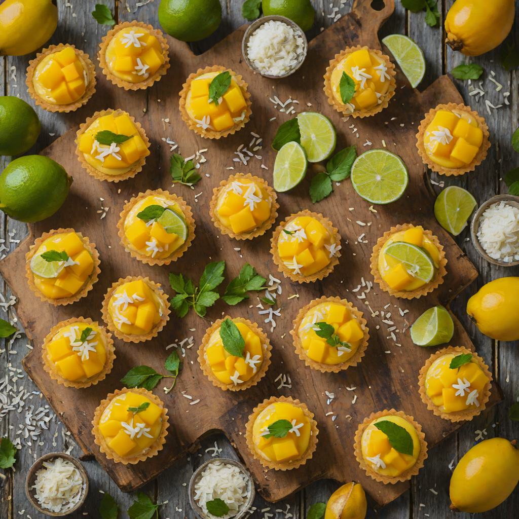 Mini Mango Coconut Tarts with Lime Glaze