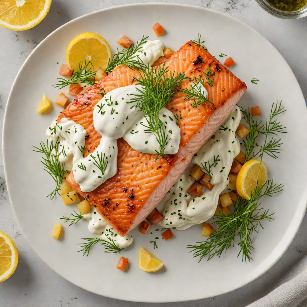 Quick Pan-Seared Salmon with Lemon-Dill Yogurt Sauce