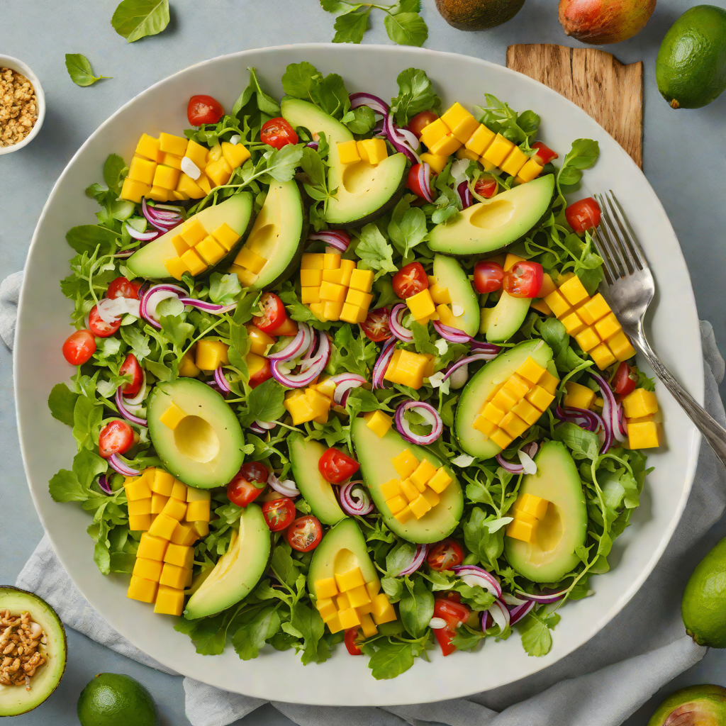Half-Half Mango Avocado Salad with Lime Dressing