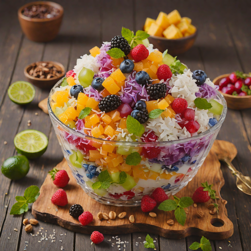 Halo-Halo Layered Shaved Ice with Sweet Beans and Fruits
