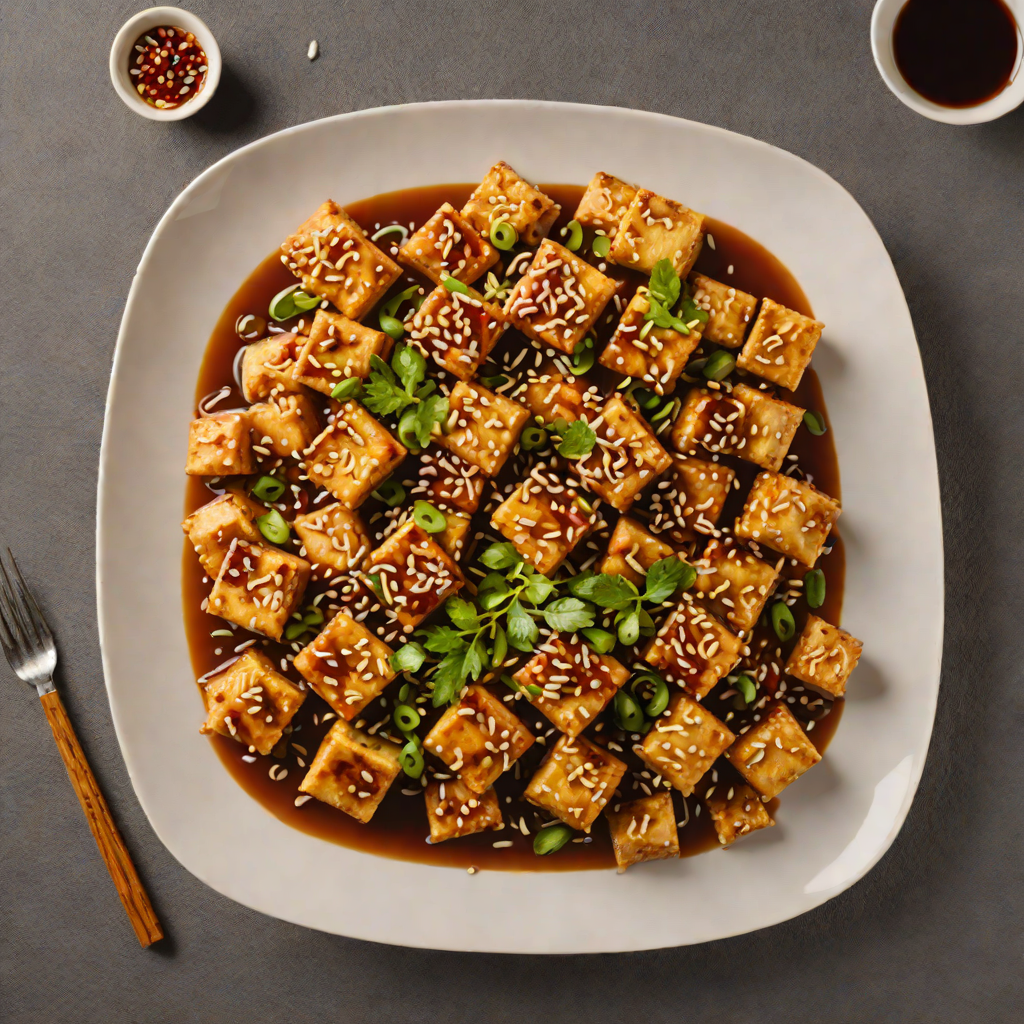 Stir-Fried Tofu with Garlic and Sesame in Spicy Szechuan Sauce