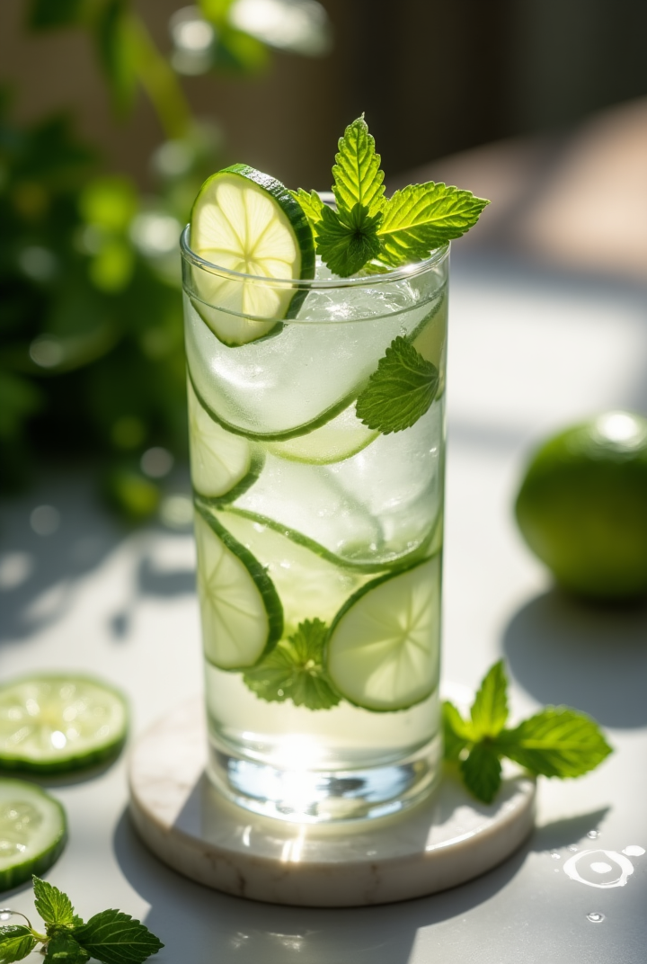 Citrus-Mint Gimlet with Cucumber Essence