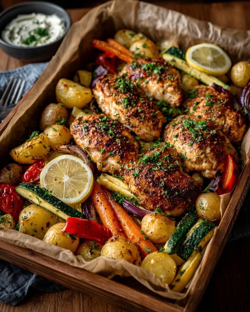 Sheet Pan Herb-Roasted Chicken with Gulf Coast Vegetables