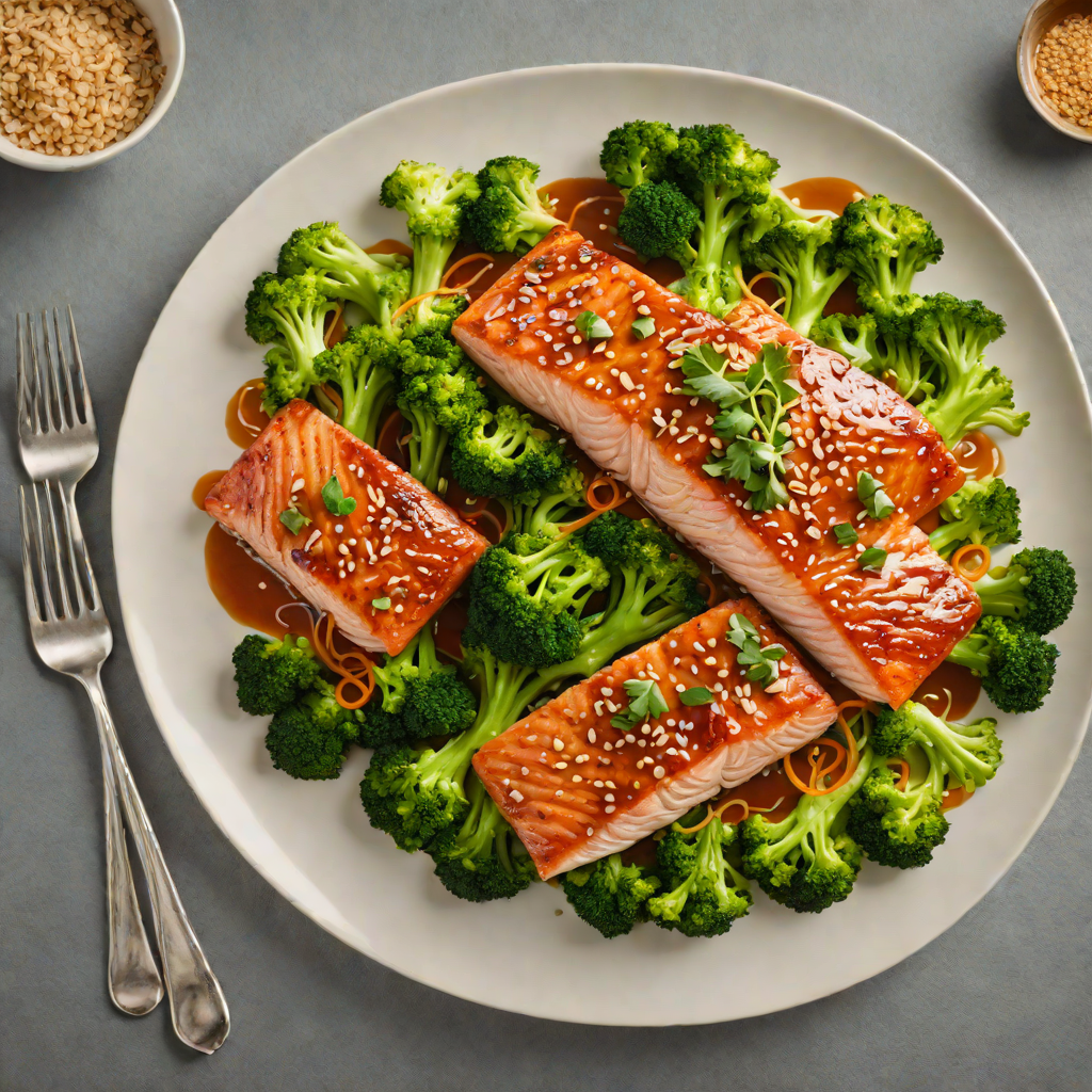 Soy-Ginger Glazed Salmon with Sesame Stir-Fried Broccoli