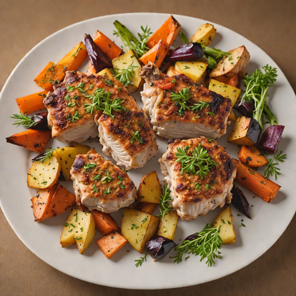 Baked Herb-Crusted Chicken Thighs with Roasted Root Vegetables
