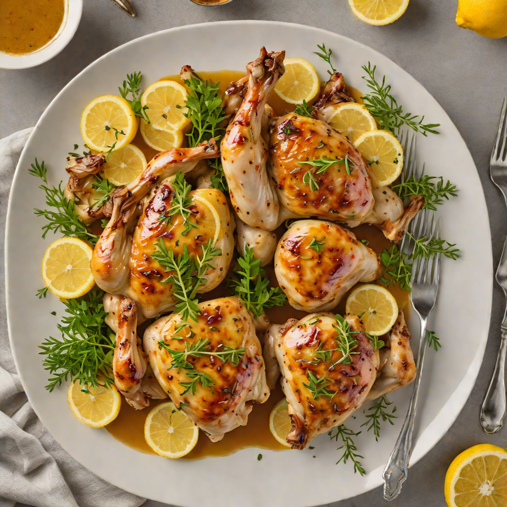 Baked Lemon-Thyme Chicken with Garlic and Honey Glaze