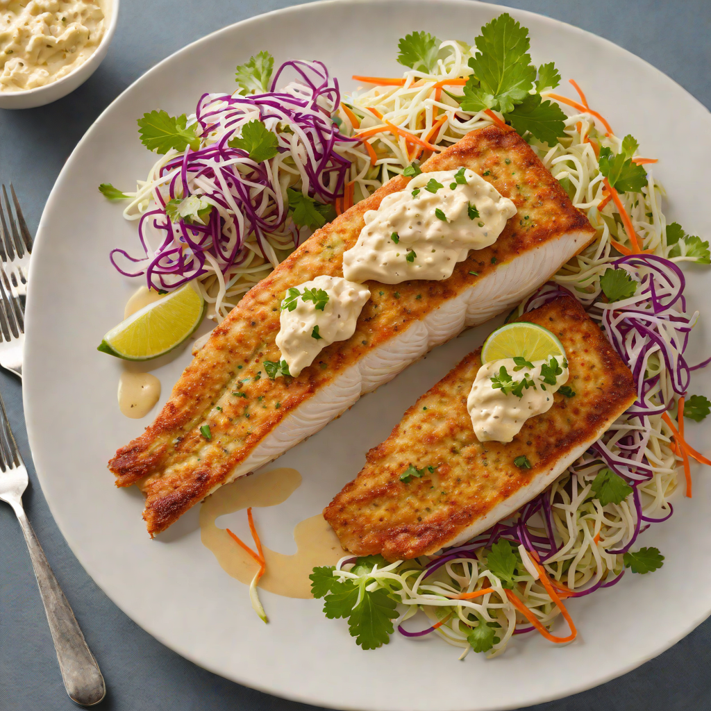 Pan-Seared Catfish with Spicy Remoulade and Southern Slaw
