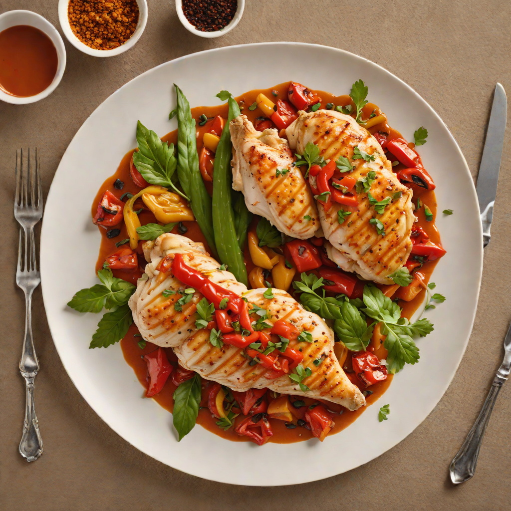 Pan-Roasted Chicken with Romesco Sauce and Roasted Peppers