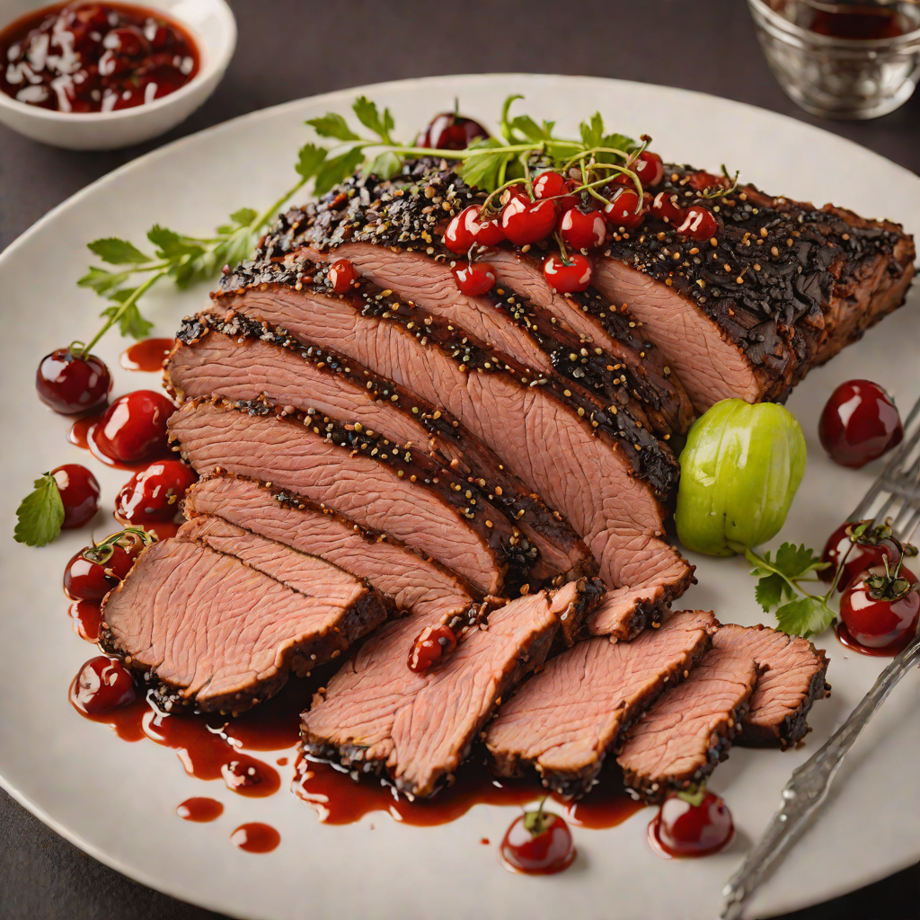 Pepper-Crusted Smoked Brisket with Cherry Wood Glaze