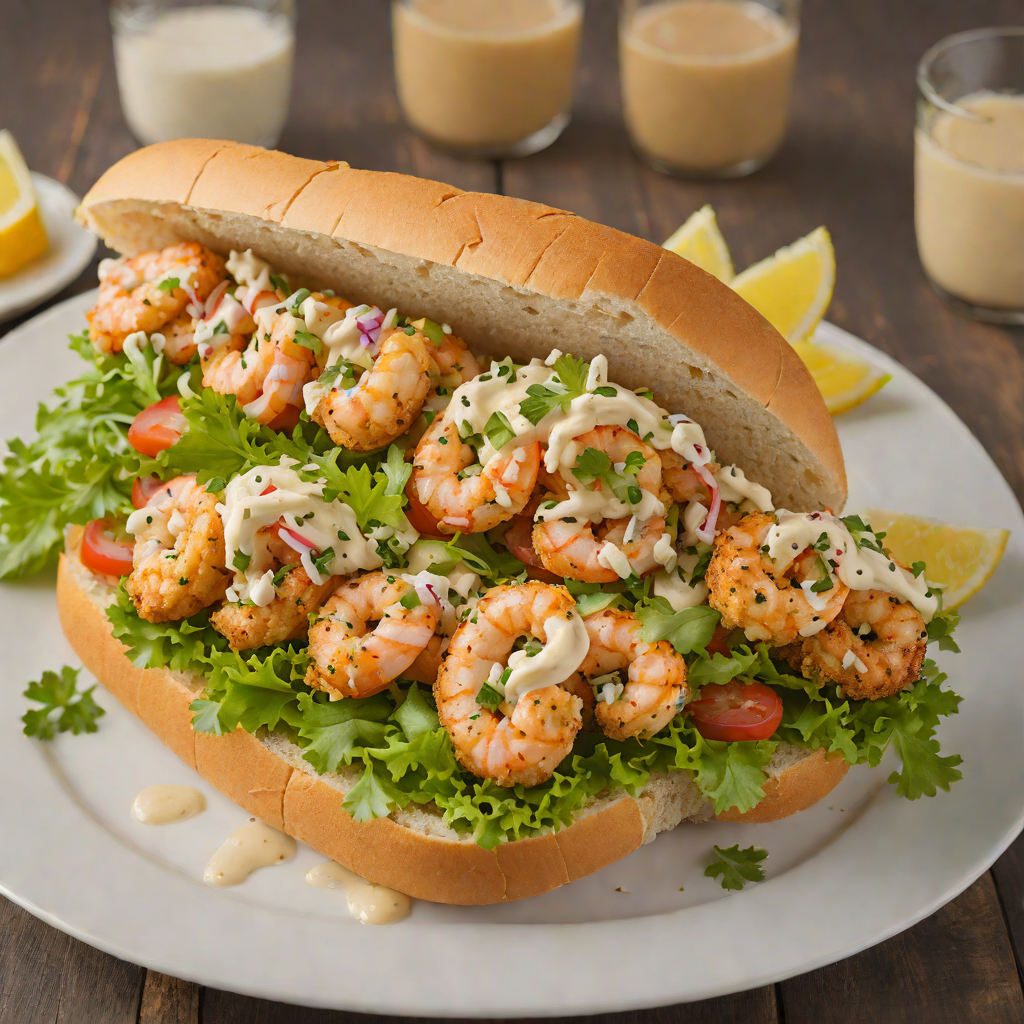 Southern-Style Shrimp Po'Boy Sandwich with Remoulade Sauce