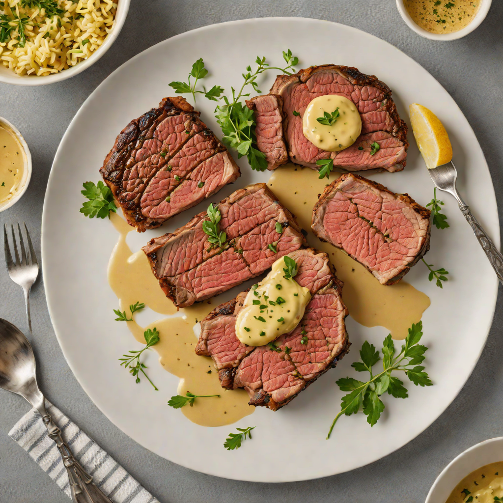 Pan-Roasted Ribeye with Garlic Butter and Herb Sauce