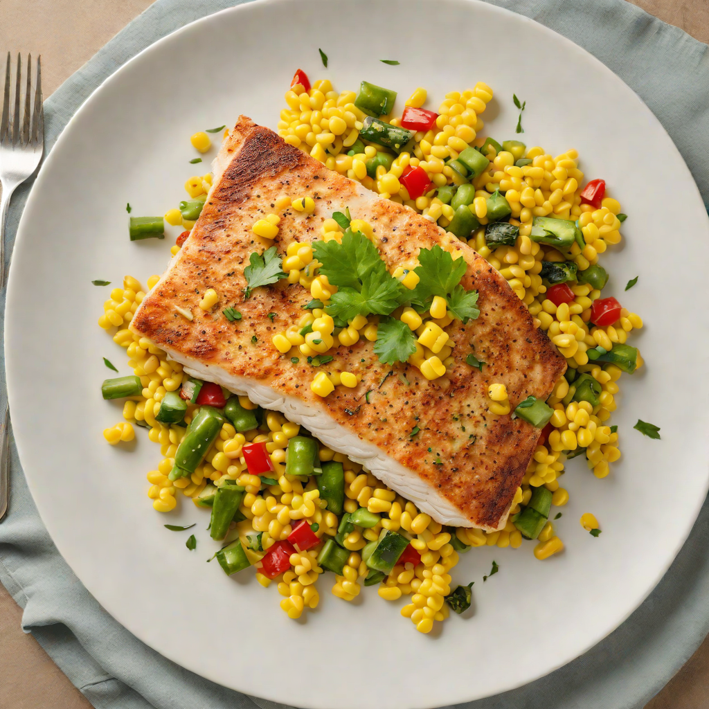 Pan-Seared Catfish with Creamy Corn and Okra Succotash