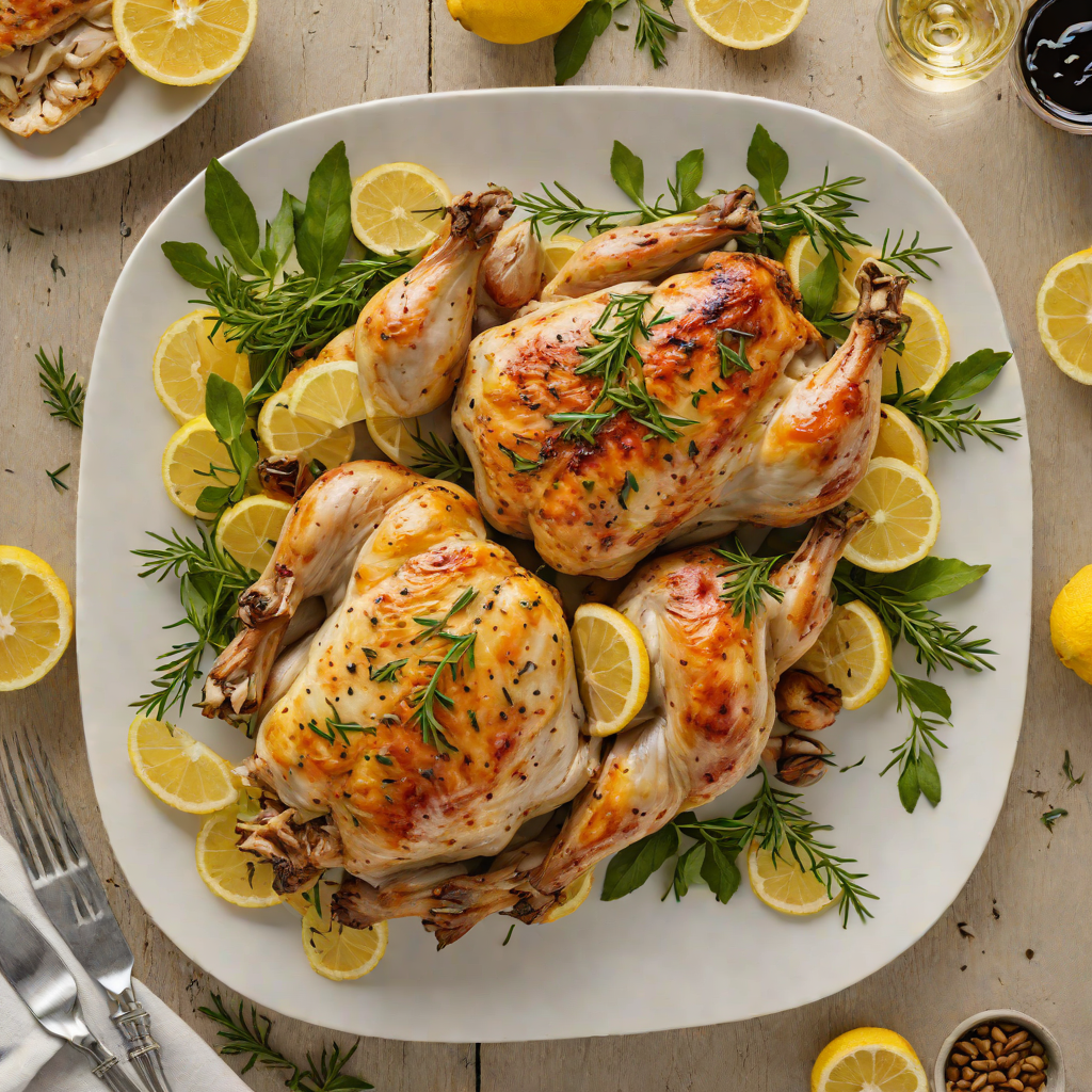Half-and-Half Herb-Roasted Chicken with Lemon