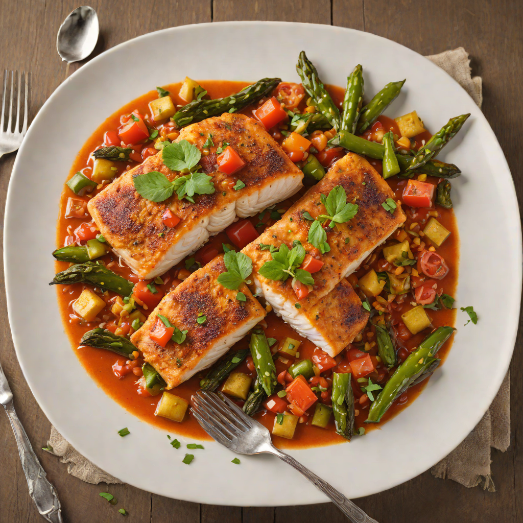 Seared Cajun-Spiced Catfish with Tomato and Okra Stew