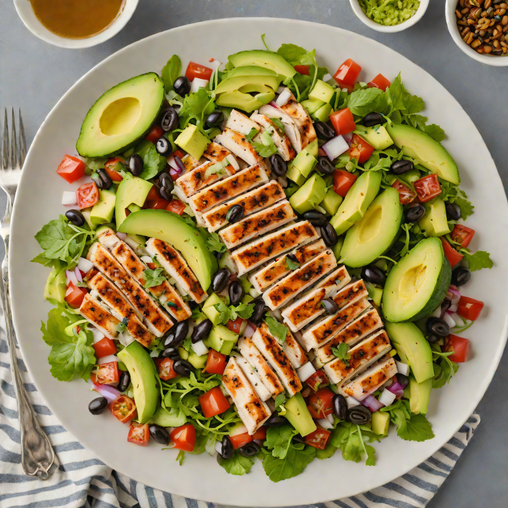 Honey-Lime Grilled Chicken Salad with Avocado and Black Bean Salsa
