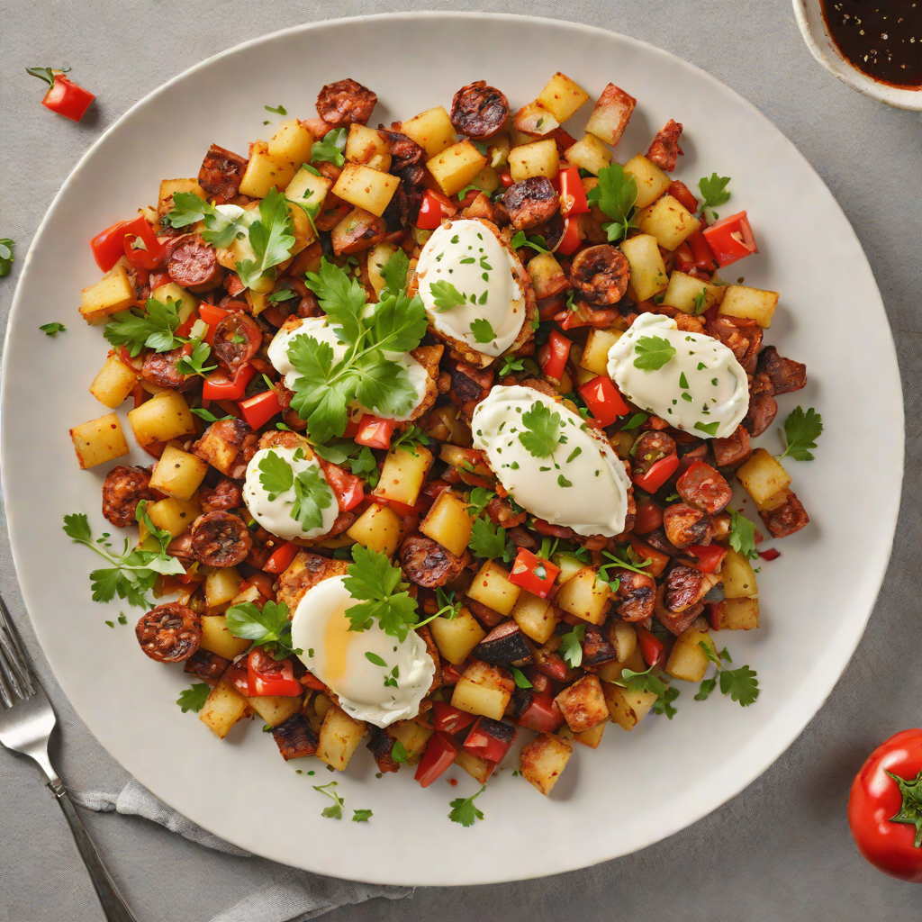 Pan-Seared Chorizo and Potato Hash with Roasted Red Pepper