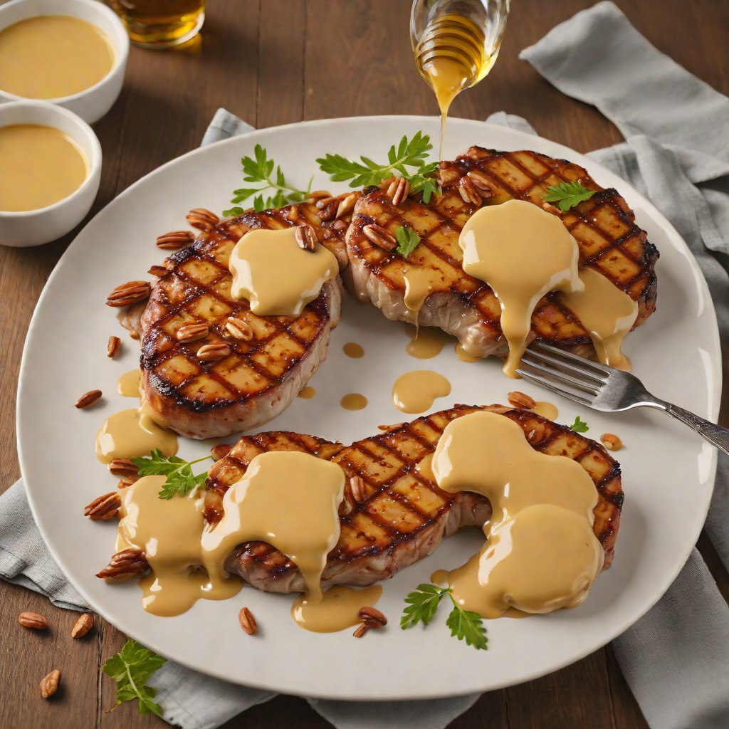 Grilled Pecan-Smoked Pork Chops with Honey-Mustard Glaze