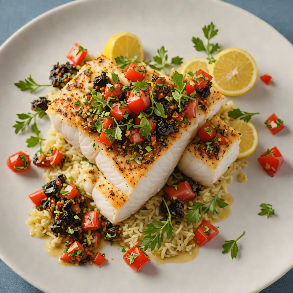 Baked Lemon-Garlic Cod with Tomato and Olive Tapenade