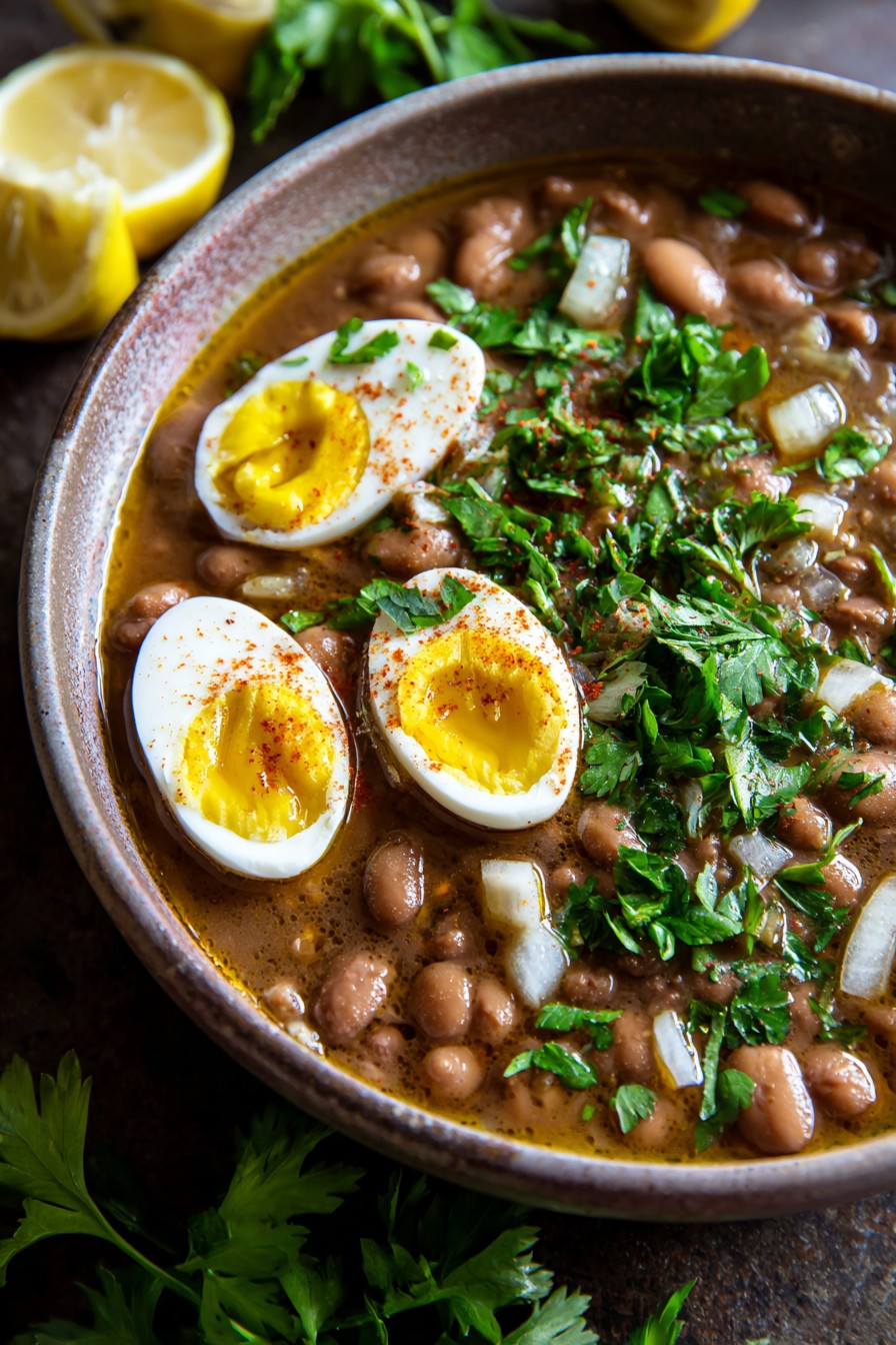 Slow-Simmered Egyptian Ful Medames with Garlic and Lemon