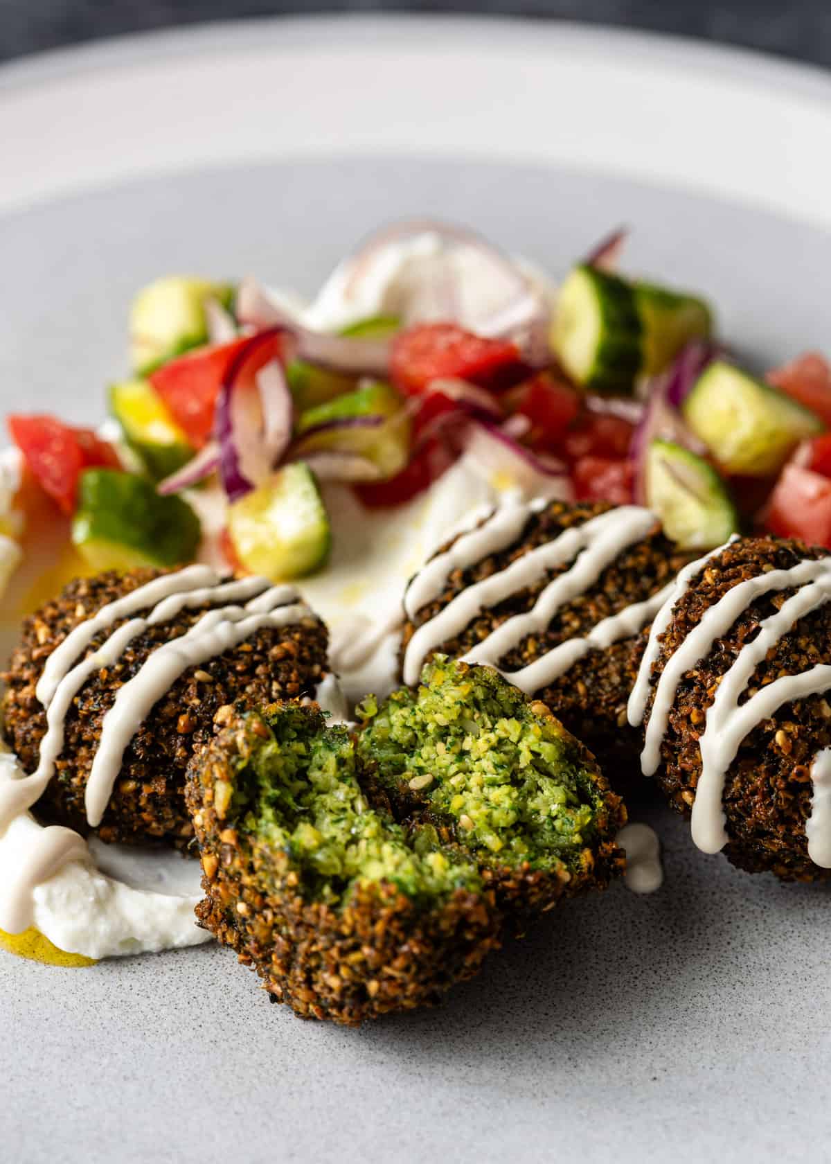Pan-Fried Egyptian Ta'ameya (Falafel) with Fresh Herb Salad
