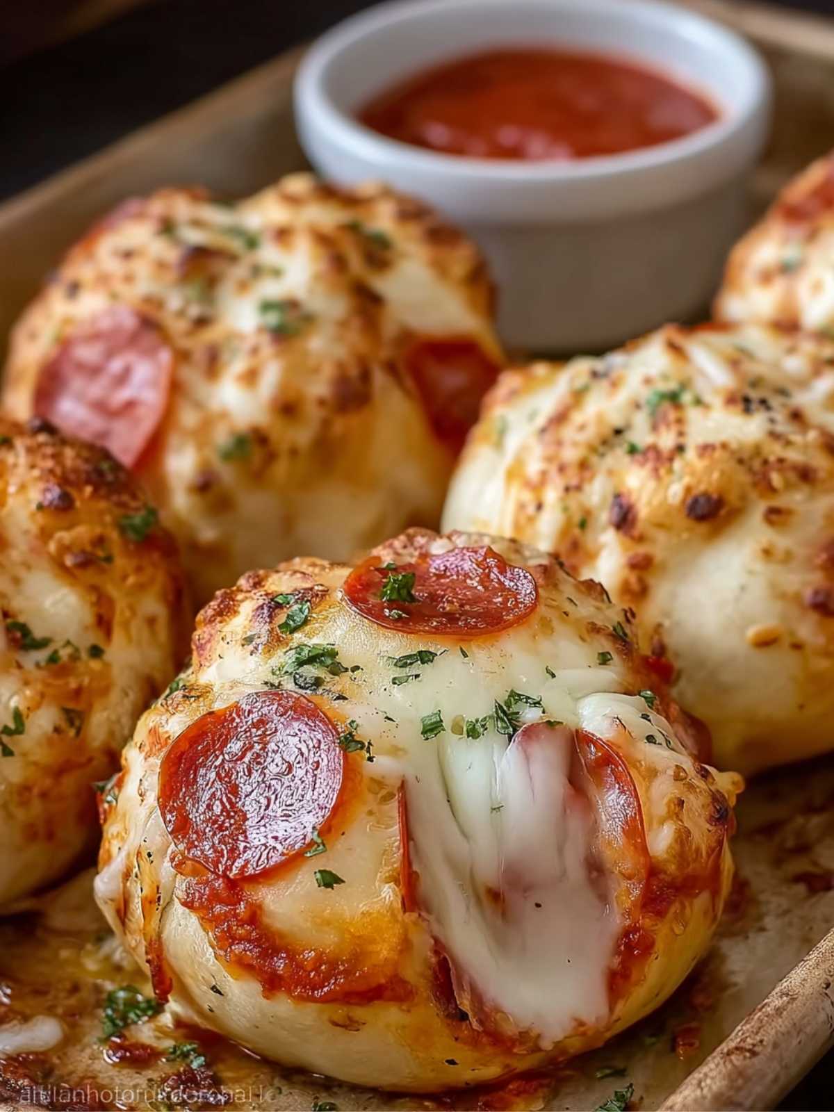 Grilled Camembert Pizza Bombs with Garlic Herb Butter