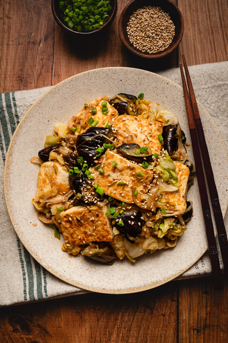 Okinawan Stir-Fried Vegetables with Tofu in Miso Sauce