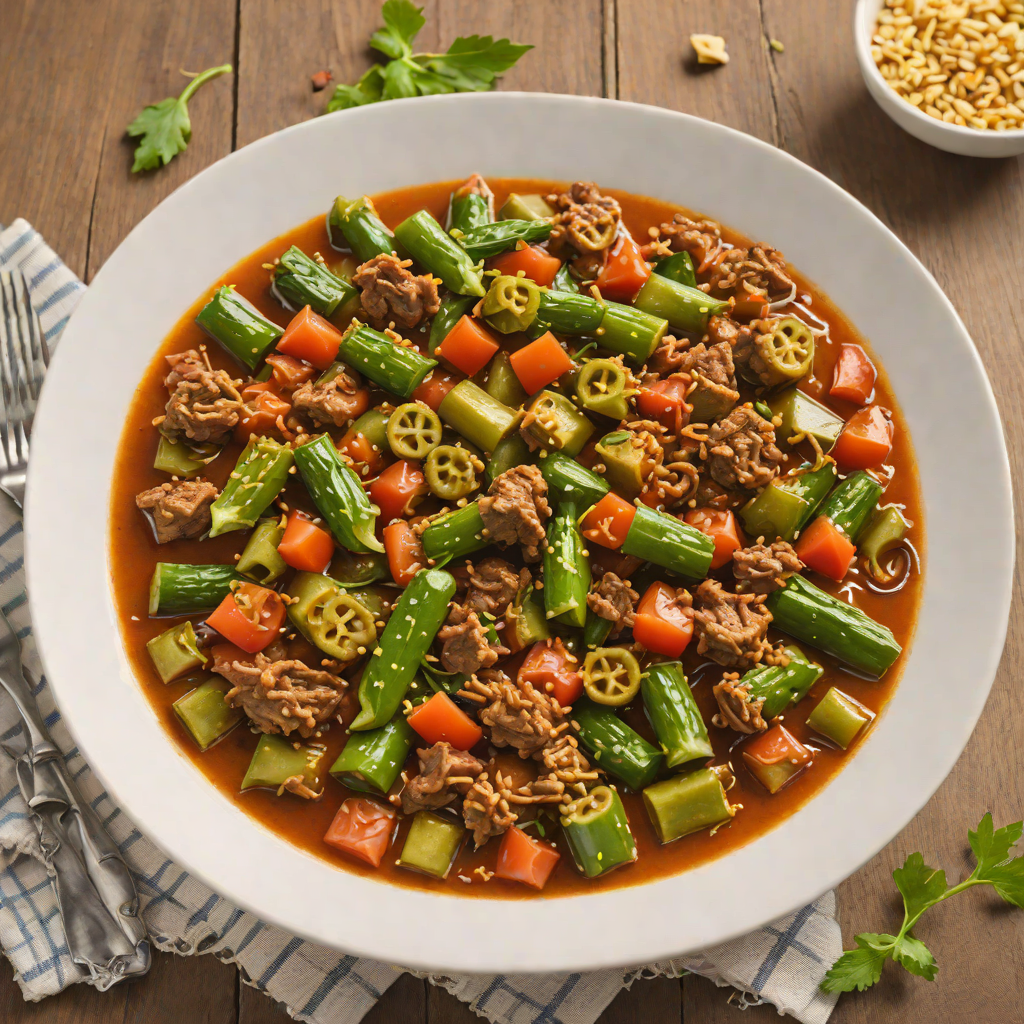 Okra and Lamb Stew with Tomato and Cinnamon