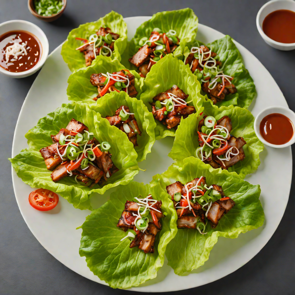 Crisp Korean-Style Pork Belly Lettuce Wraps with Gochujang Mayo
