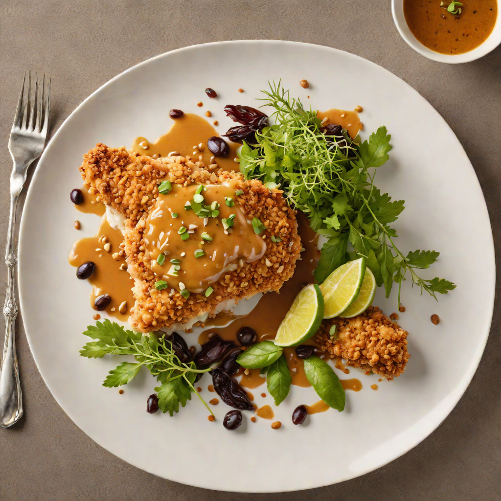 Macadamia-Crusted Chicken with Wattleseed and Kakadu Plum Sauce