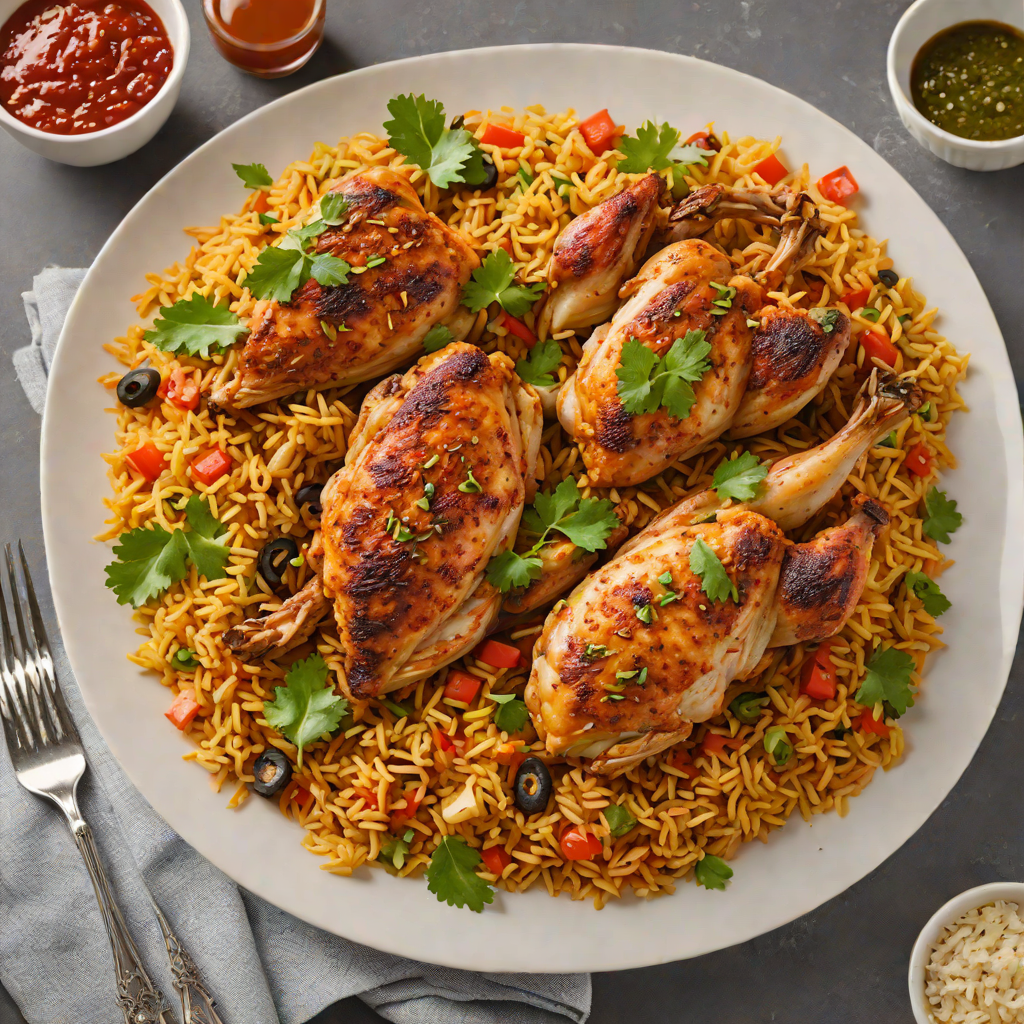 Sheet Pan Spicy Jollof Rice with Roasted Chicken