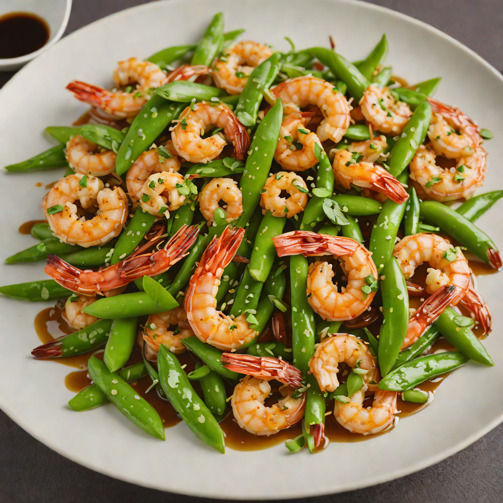 Stir-Fried Shrimp with Ginger-Soy Glaze and Snow Peas