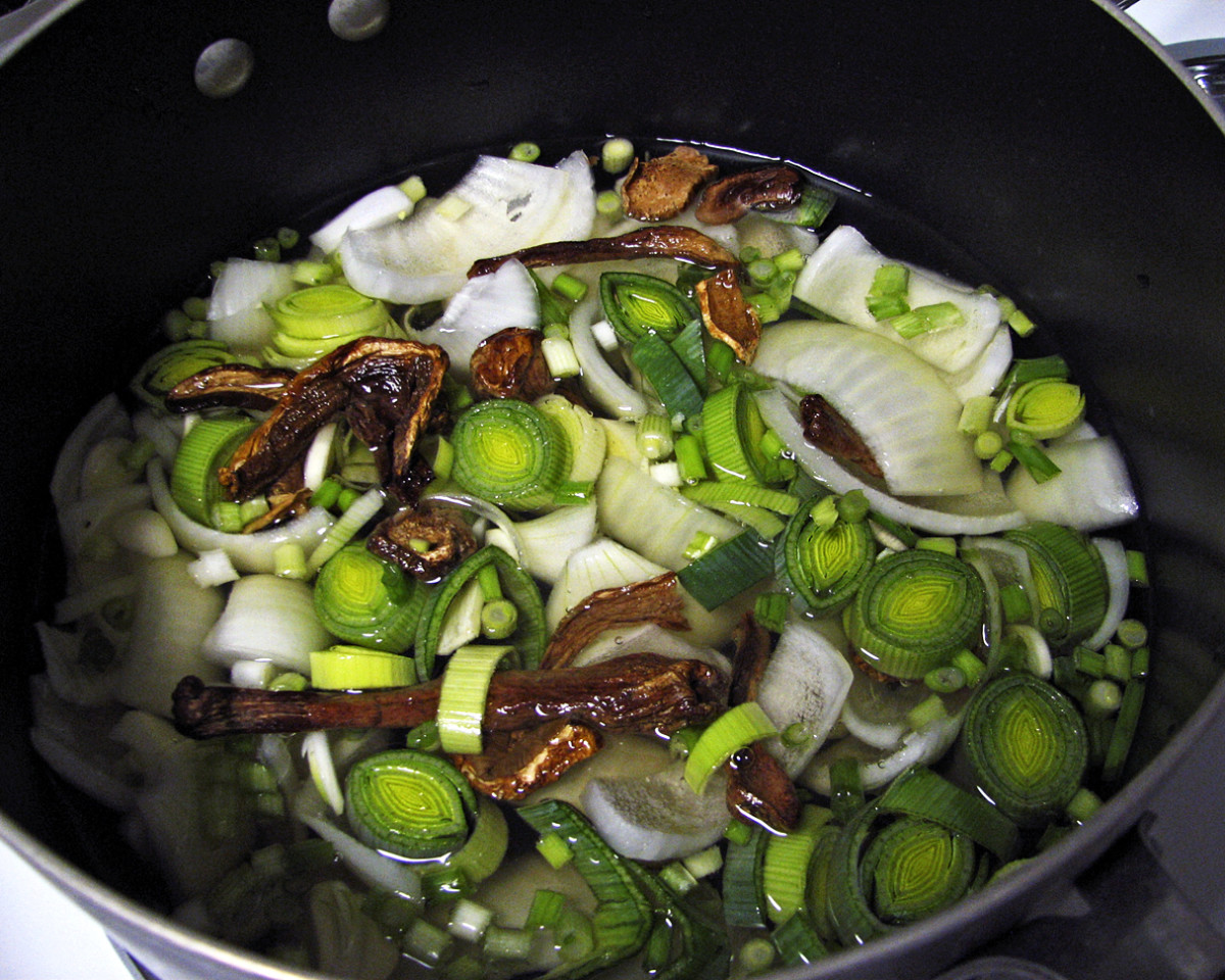Golden Mushroom Broth with Crispy Shallots