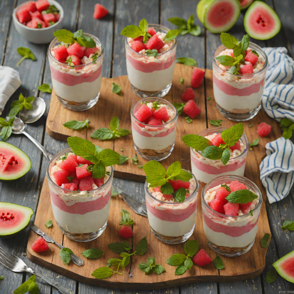 No-Bake Watermelon and Mint Cheesecake Parfaits
