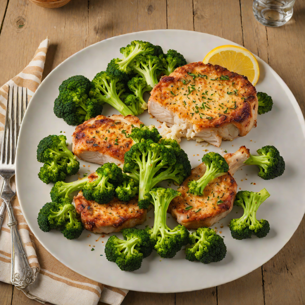 Baked Parmesan-Crusted Pork Chops with Roasted Broccoli