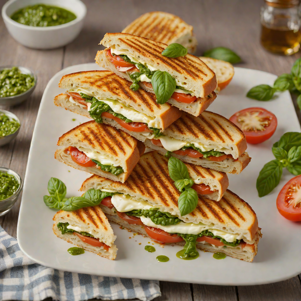 Tomato and Mozzarella Panini with Basil Pesto